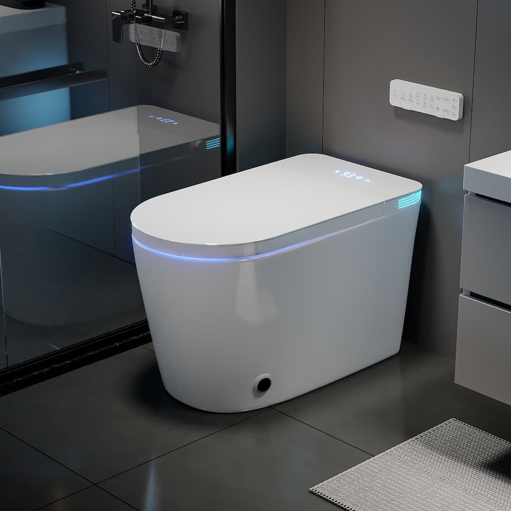 Smart Toilet with Auto Open Lid, Heated Seat & Bidet, One Piece Intelligent Toilet with Remote Control