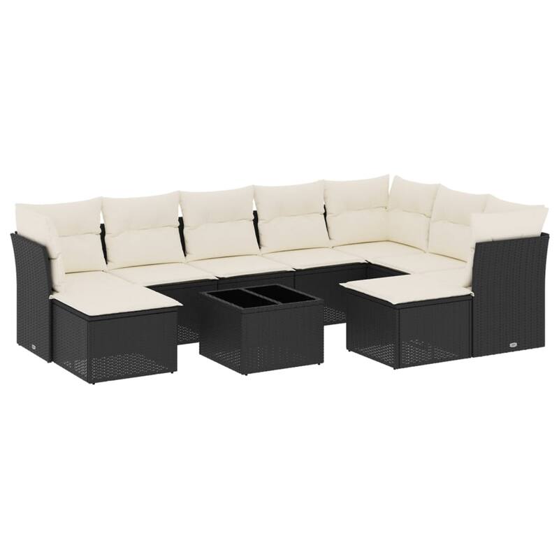vidaXL Garden Sofa Set Black and Cream White - 21.7 x 21.7 x 14.6