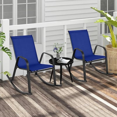 Set of 2/4 Outdoor Rocking Chairs Patio Rocking Chairs w/Metal Support