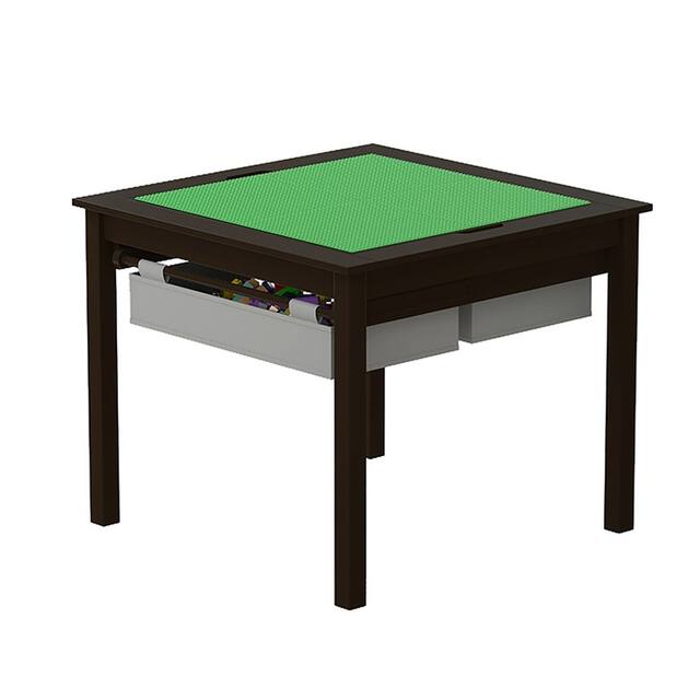 UTEX-2 in 1 Kids Activity Lego Table with Storage and Drawes - Brown