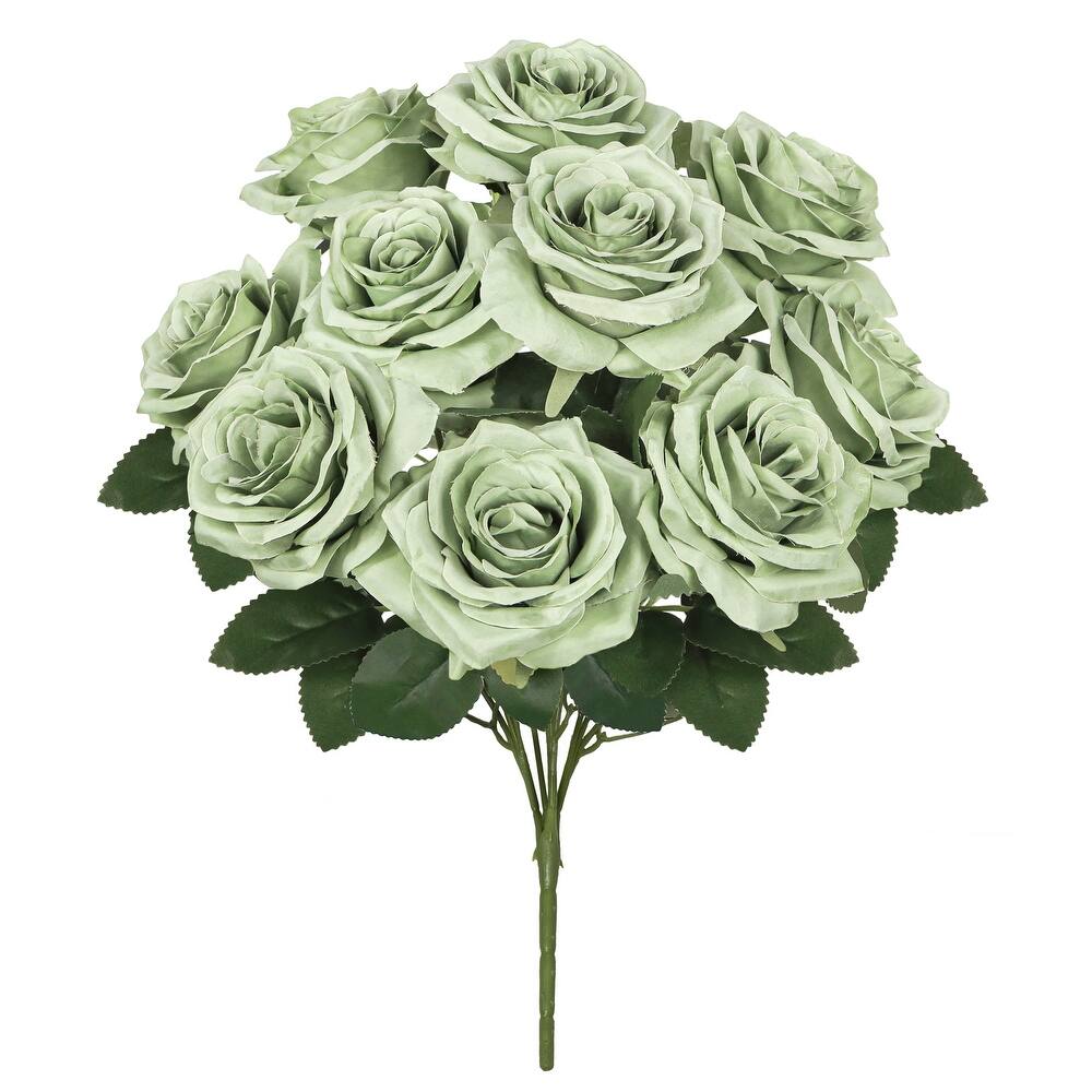 Set of 2 Artificial Queen Rose Flower Stem Bush Bouquet 18in