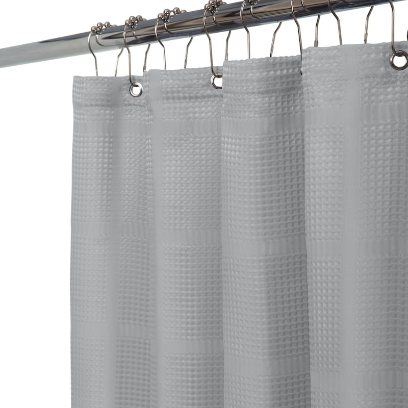 Elle Décor Jacquard Solid Weave Shower Curtain in Grey - 70"x 72" - Grey
