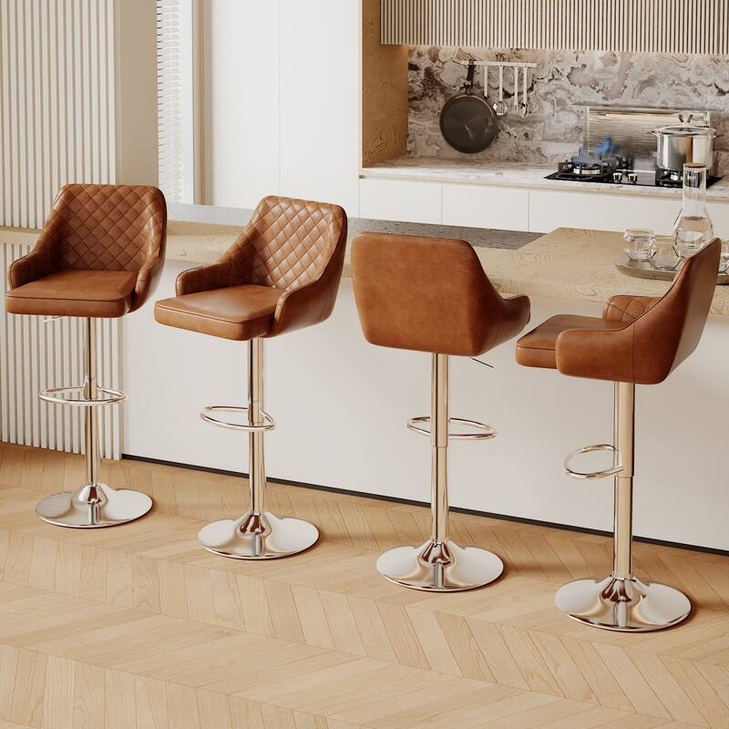 VECELO Adjustable Swivel Modern Bar Stools with Backs