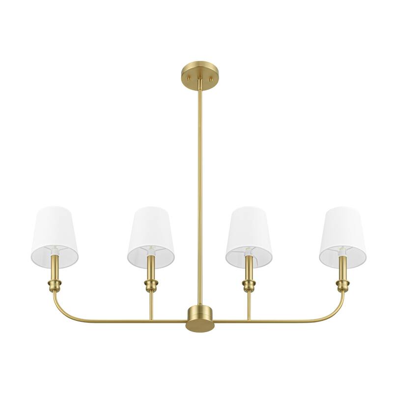 Prominence Home Billet 4-Light Linear Chandelier with Fabric Shades - 4-Light - Brushed Gold