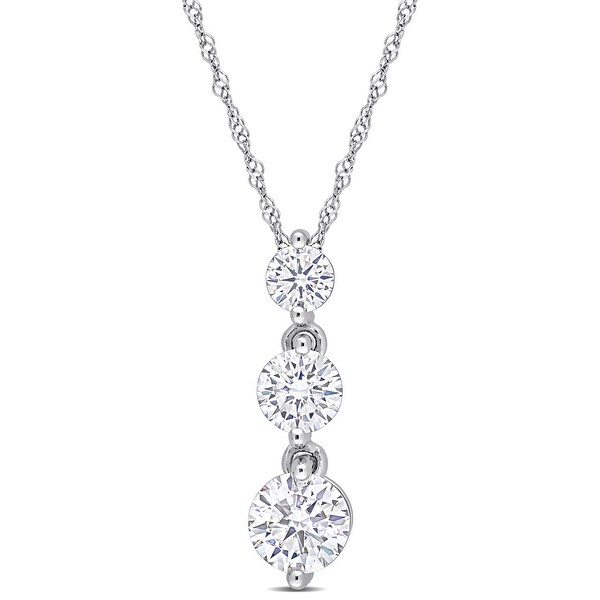 Miadora 1 2/5ct DEW Moissanite Graduated Three-Stone Drop Necklace in Sterling Silver. Opens flyout.