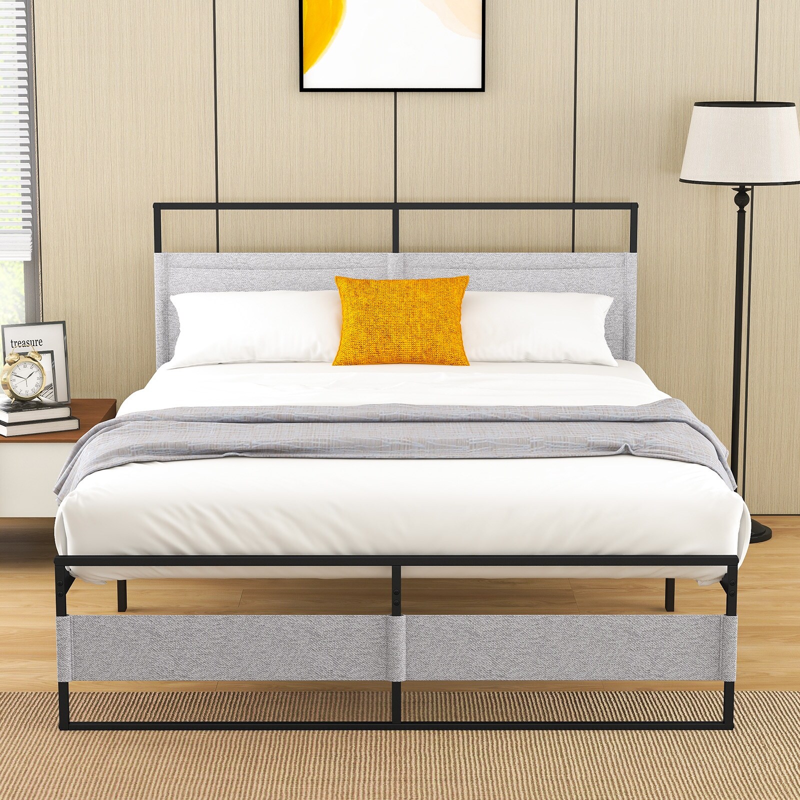 Twin Size Frame Bed Metal Platform Heavy Duty Mattress With Storage Base Folding for sale online 