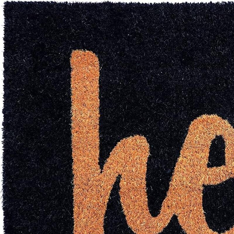 HomeRoots 17" X 29" Black And Natural Hello Outdoor Coir Door Mat - 17' X '29