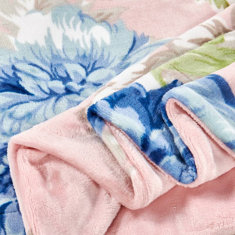 Printed Flannel Tropical Flower French / Puerto Rico Floral Throw