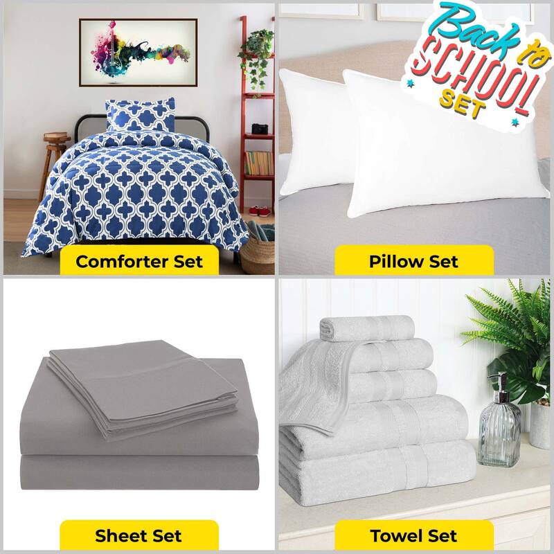 Superior Back To School Kit, Stress-Free Dorm Basics, Twin/ Twin XL, Navy Blue - Twin - Twin XL