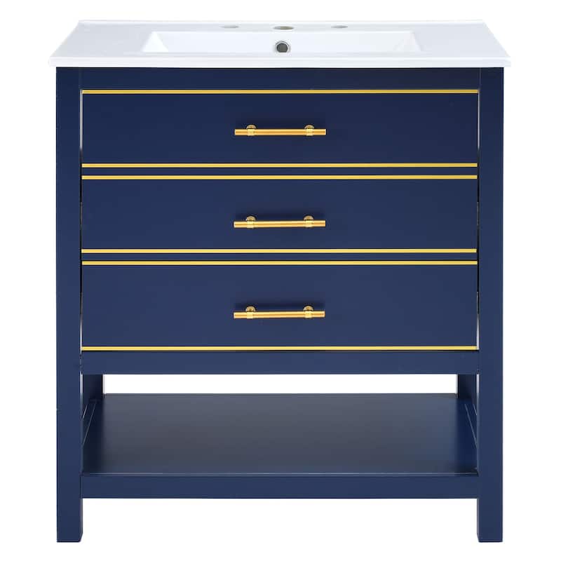 30 inch Freestanding Bathroom Vanity Set with Integrated Ceramic Sink