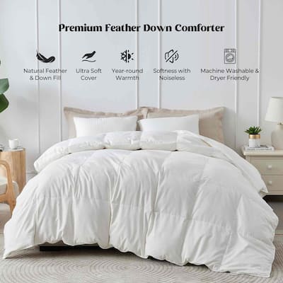 Medium Weight All Season White Goose Fiber Comforter Insert