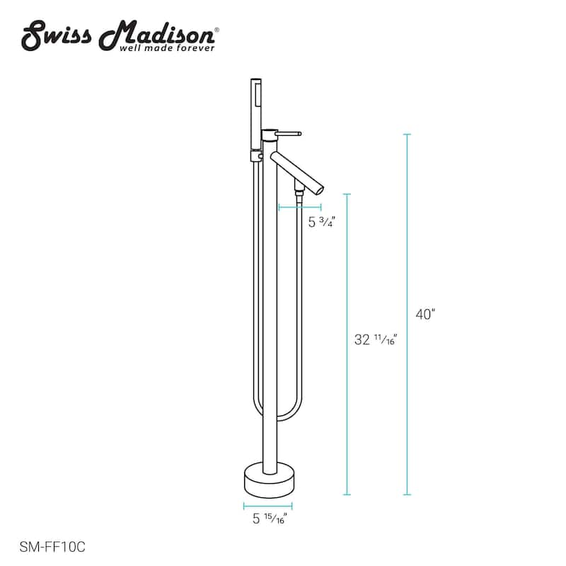 Swiss Madison SM-FF10 Plaisir Floor Mounted Tub Filler – Includes Hand