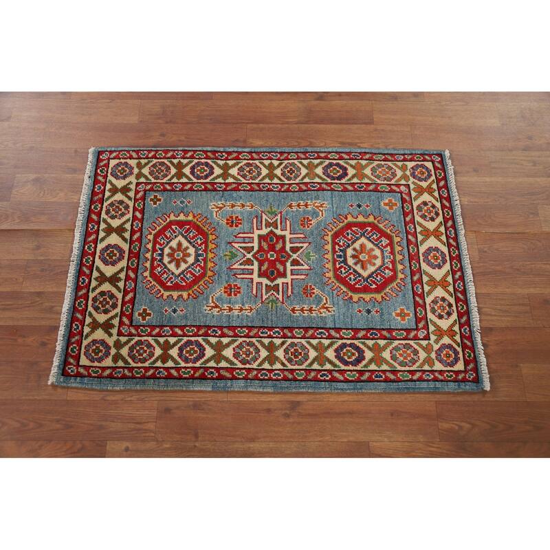 Blue Kazak Accent Rug Handmade Wool Carpet - 2'1" x 3'1"