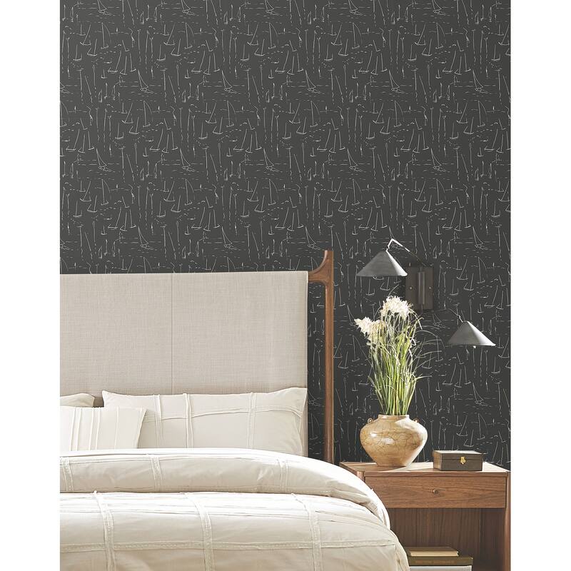 York Wallcoverings Vermillion Coast Carbon Black Wallpaper