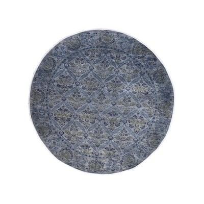 Vibrance One-of-a-Kind Hand-Knotted Area Rug - Gray, 8' 1" x 8' 1" - 8' 1" x 8' 1"
