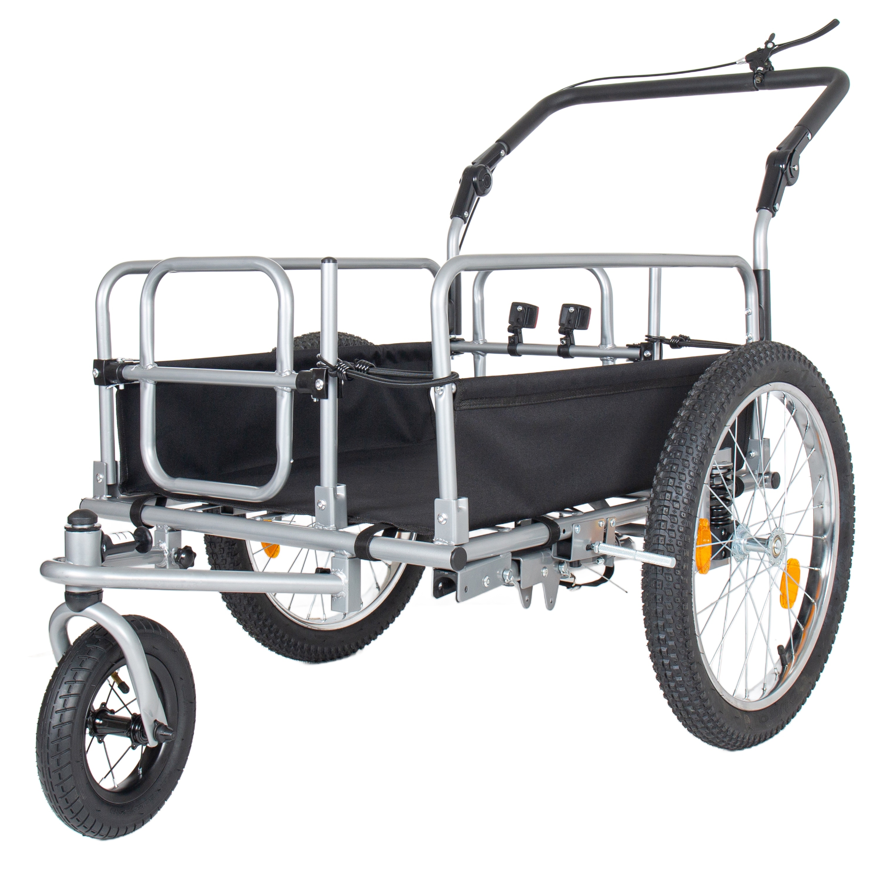 3-in-1 Heavy-Duty Bike Cargo Trailer, Upgraded 20" Wide Fat Tires, 150lbs Capacity, Steel Frame, Convertible Stroller Pull Cart