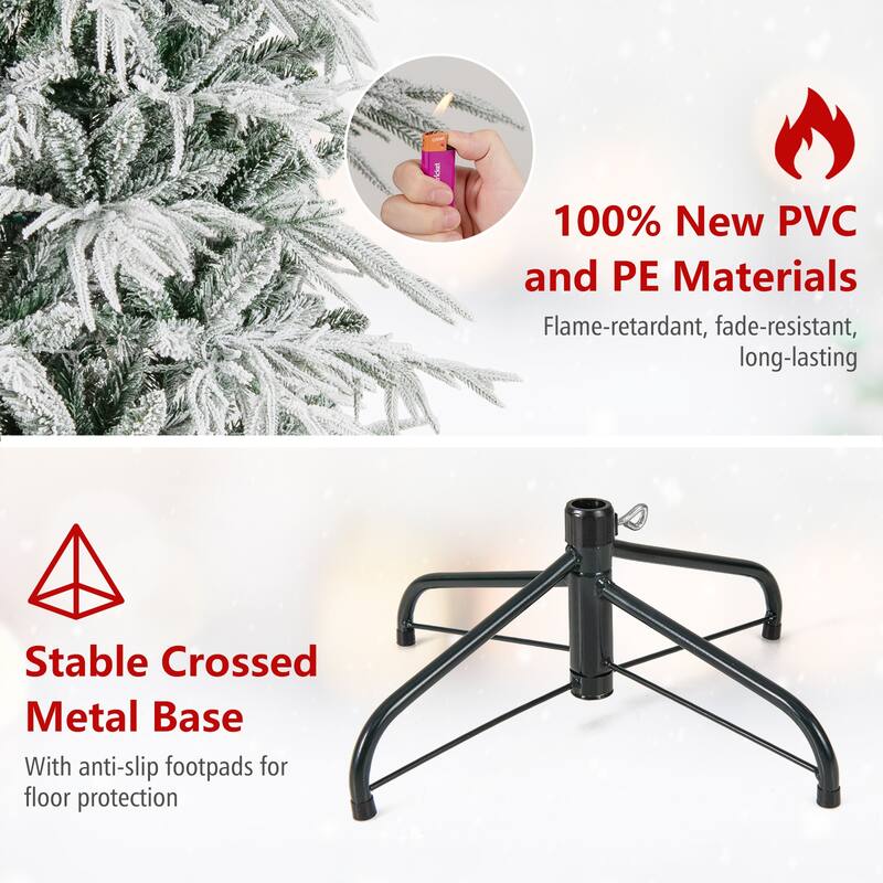 Gymax 6/7/8 FT Artificial Christmas Tree w/1108 PE PVC Branch Tips & - Green, White