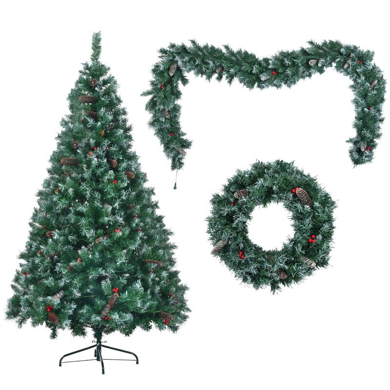 6FT Dark Green Pine Hinged Artificial Christmas Tree