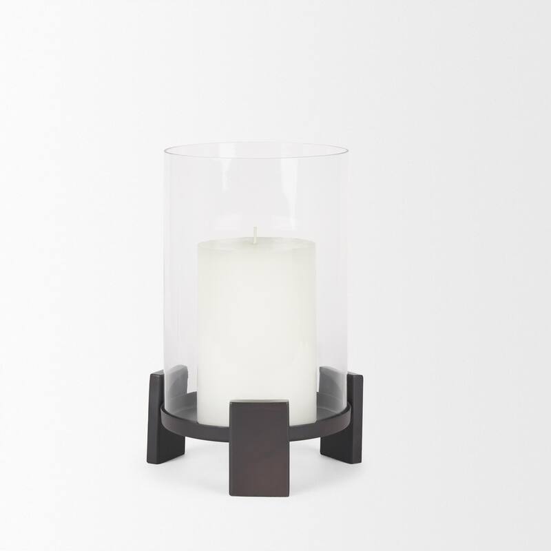 Price Small Matte Black Metal w/ Glass Hurricane Candle Holder - 8.0L x 8.0W x 11.5H
