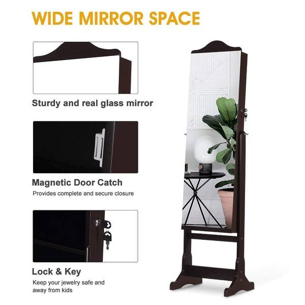 Shop Langria Mirrored Jewelry Cabinet With 6 Led Lights 2 Storage