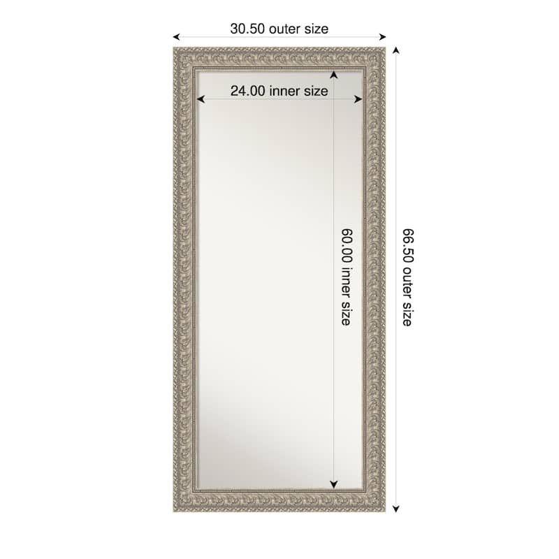 Sydney Non-Beveled Framed Full-Length Floor Leaner Mirror - Sydney Silver - 31 x 67 in