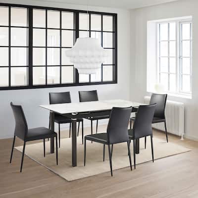 Giana Kash 7 Piece Extendable Dining Set with Faux Leather Chairs