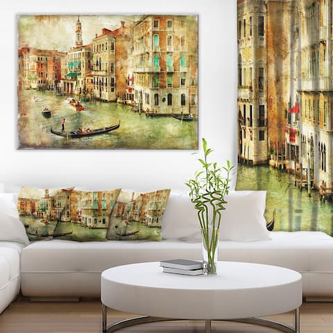 Designart - Vintage Venice - Digital Art Landscape Canvas Print