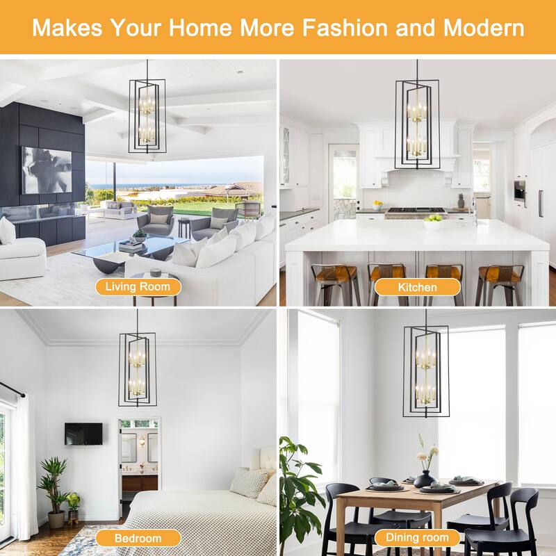 15.75inch Simple and fashionable 8 light double tier pendant with 3 tier rotatable metal frame without bulb