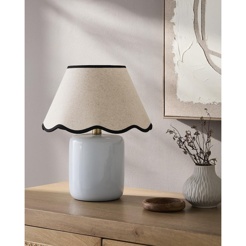 Livabliss Marivela Traditional Accent Table Lamp - 15"H x 12"W x 12"D - Aqua/Black & Beige