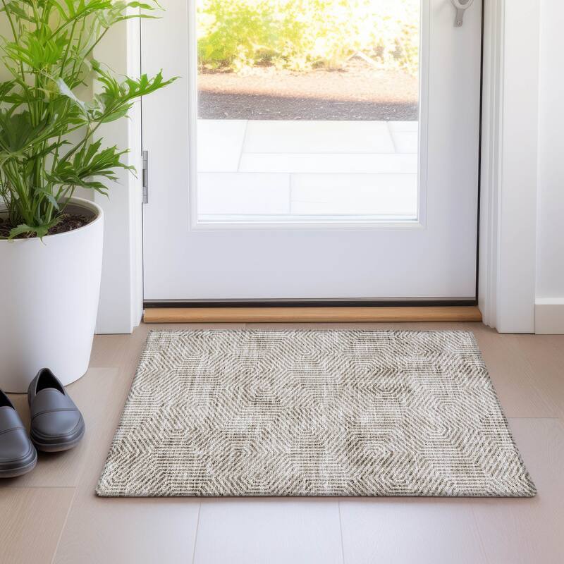 Premium Washable Super Soft Modern Maze Mayfield Rug - Taupe - 1'8" x 2'6"