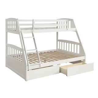 Solid Wood Twin Over Full Bunk Bed with Two Storage Drawers - Bed Bath ...