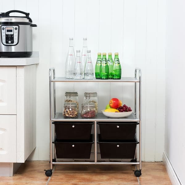 Simply Tidy Essex Rolling Cart with Storage Drawers for Homes and Offices,  White, 1 Piece - Foods Co.