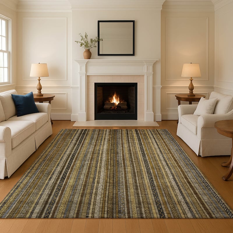 Premium Washable Super Soft Striped Mayfield Rug - Brown - 2'6" x 3'10"
