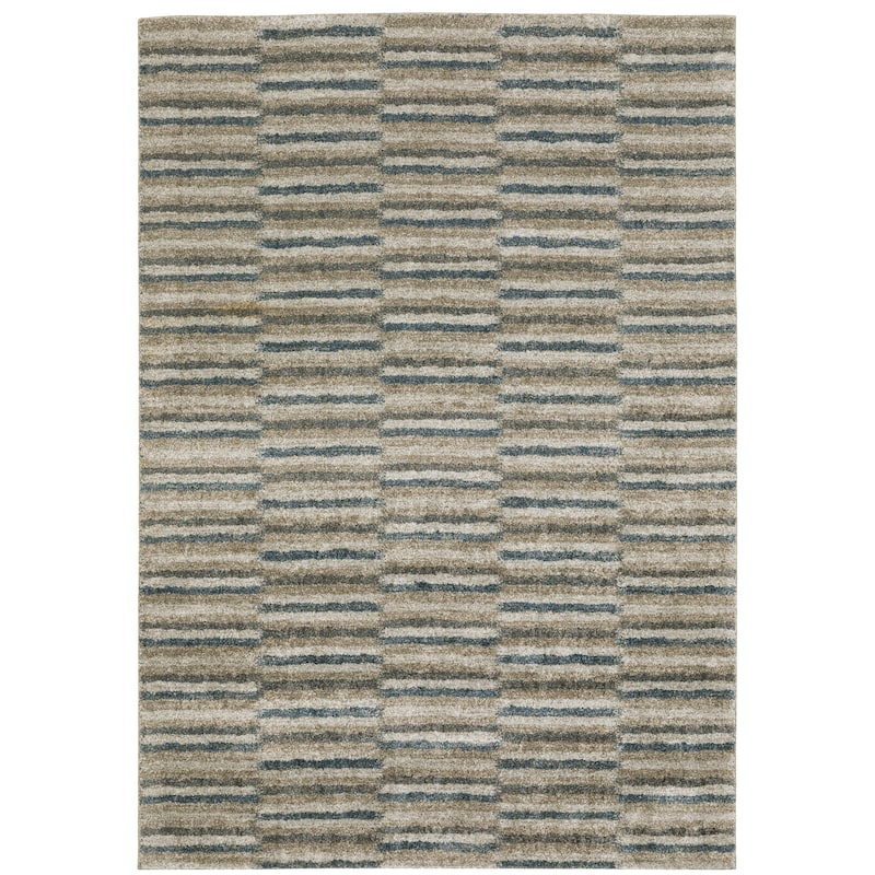 Style Haven Archer Multi Striped Teal/ Grey Indoor Area Rug.