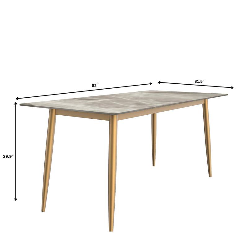 Zayle Dining Table with a 71" Rectangular Top and Gold Steel Base