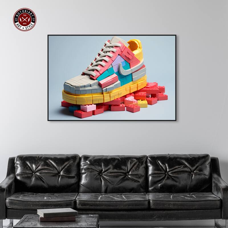Notoriart Toy Sneaker Pastel Framed Sneaker 1 Piece Canvas Wall Art