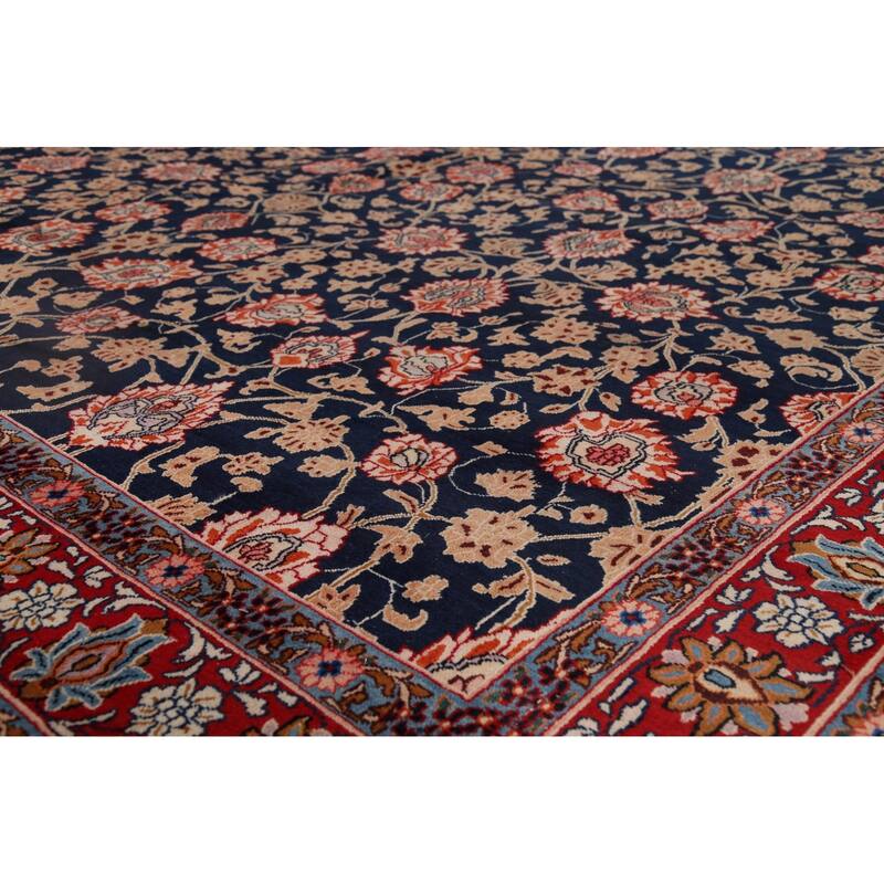 Vegetable Dye Blue Mood Persian Vintage Area Rug Handmade Wool Carpet - 9'10"x 12'10"