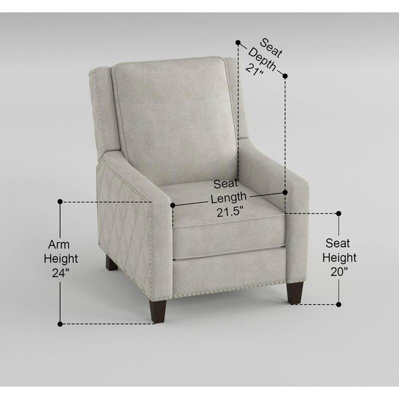 Reclining Chair 1Pc Sand-Color Textured Fabric Upholstered Nailhead Trim Wood Frame