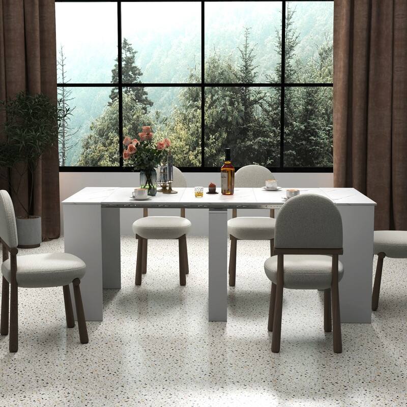 Foldable Dining Table for 6-12 People, Extends to 118 inchConsole Table Space Saving Dinette