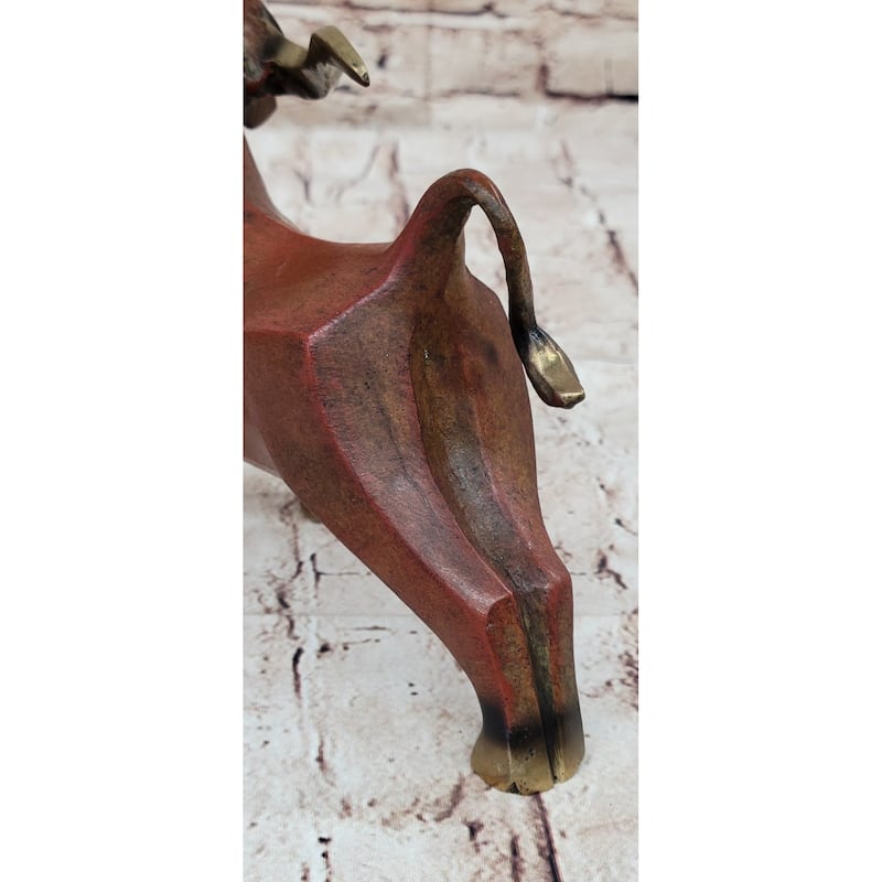 Abstract Bronze Metal Longhorn Cattle Bull Sculpture Statue Figurine Signed Numbered Art