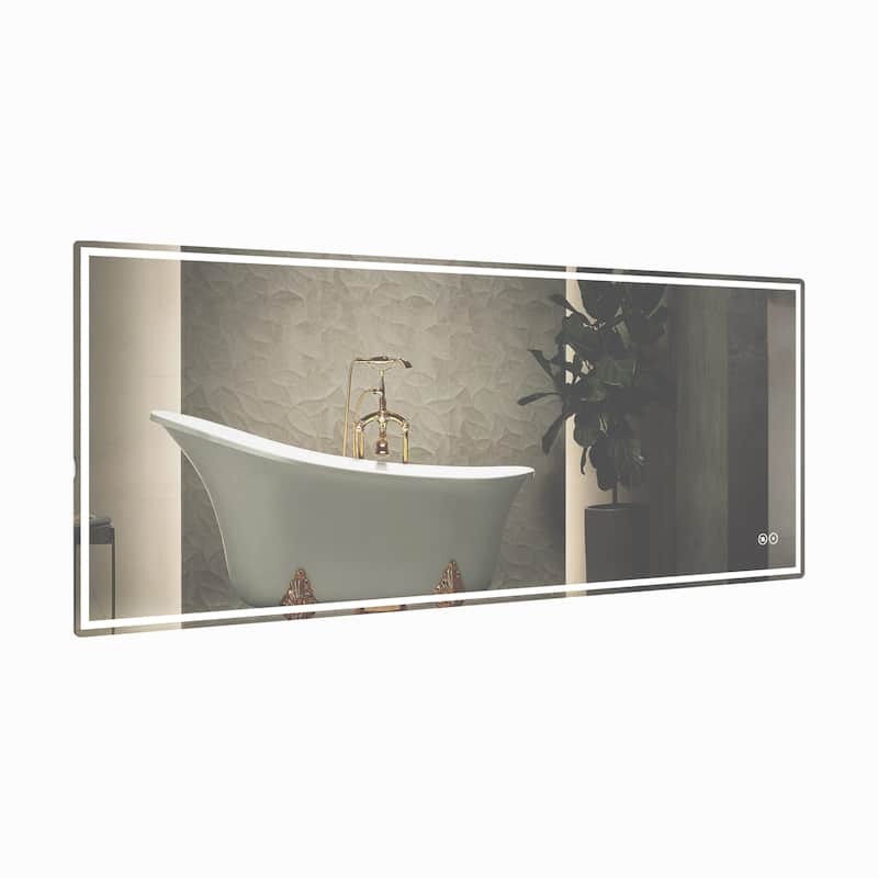 CB HOME Bathroom Mirror with Lighted, LED Wall Mounted Anti-Fog Bathroom Vanity Mirror, Backlit&Front Lighted,Frameless,Dimmable