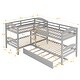 preview thumbnail 4 of 6, Twin Over Twin L-shaped Triple Bunk Bed with Trundle Bed & Ladder