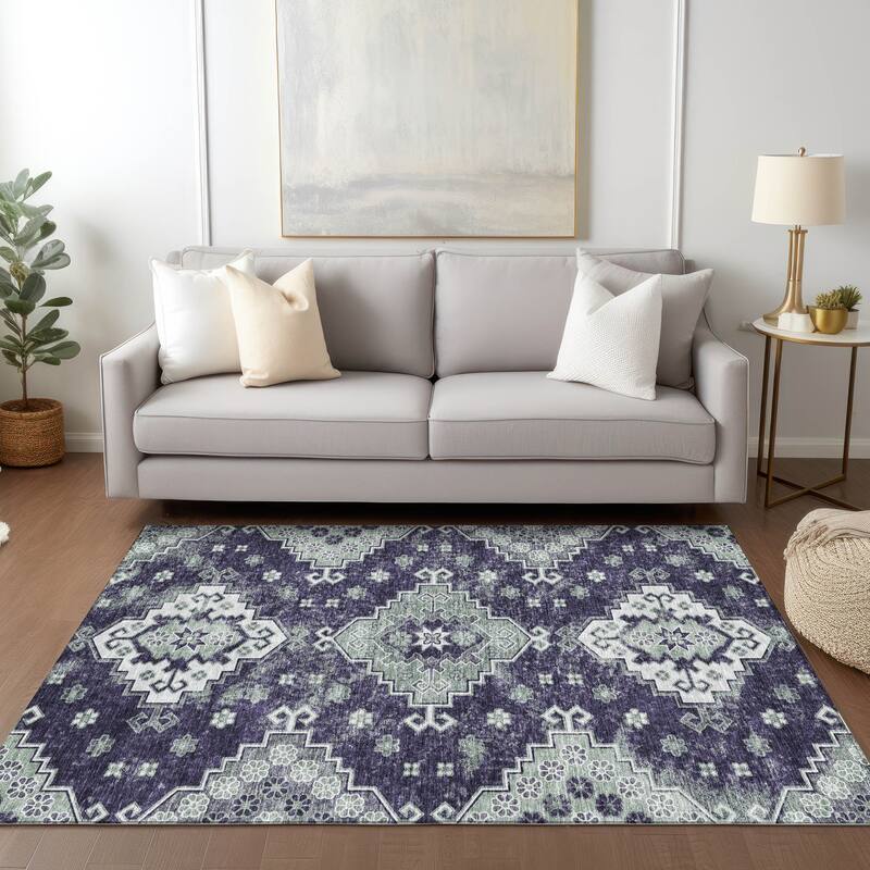Machine Washable Indoor/ Outdoor Chantille Boho Tribal Rug