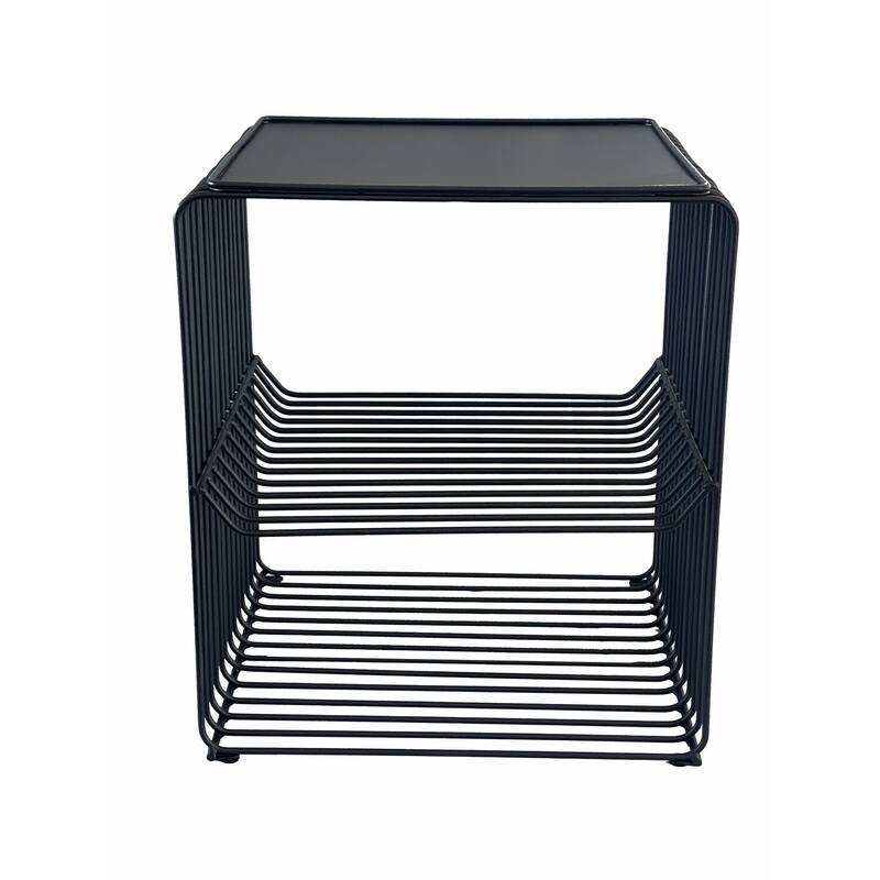 18 in. Black Rectangle Metal End Table, Sturdy Build End Side Table for Living Rooms