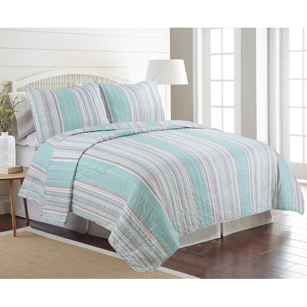 Mesa Stripe Blue 3piece Quilt Set Bed Bath & Beyond 32096609
