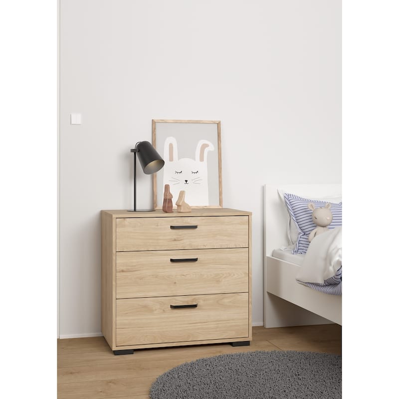 Porch & Den Sofia 3 Drawer Chest, Jackson Hickory