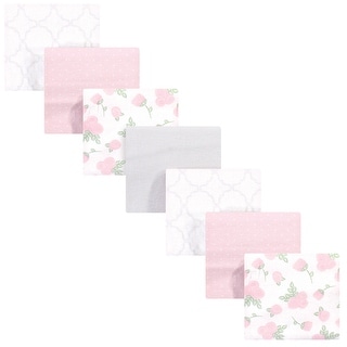 Hudson Baby Infant Girl Cotton Flannel Receiving Blankets Bundle, Pink Rose, One Size - Pink Rose - One Size
