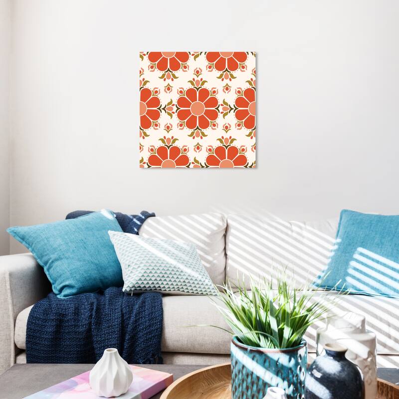 Wynwood Studio Canvas Abstract Retropop Decor Flower Orange and Dark Orange Modern & Contemporary Wall Art Canvas Print