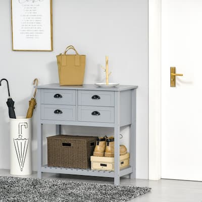 HOMCOM Sideboard Buffet Cabinet, Storage Serving Console Table with 4 Drawers and Slatted Bottom Shelf for Kitchen, Living Room