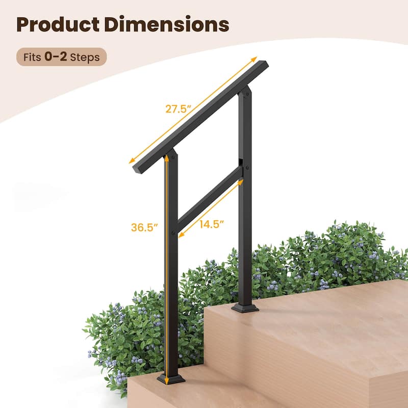 Costway 1/2 PCS Handrail for Outdoor 0-2/0-3 Steps with Flexible Angle